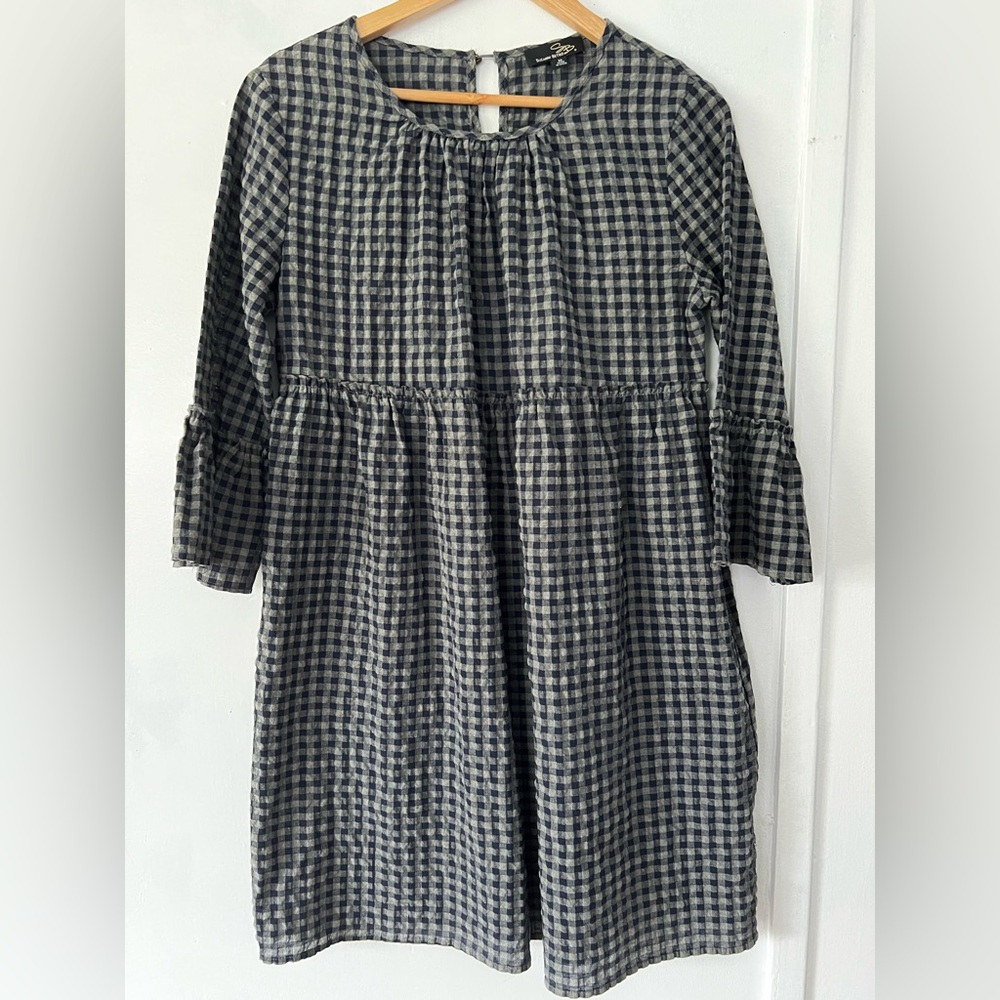 Cottagecore Suzanne Betro Black and White Tiered Dress/Tunic with Bell Sleeves